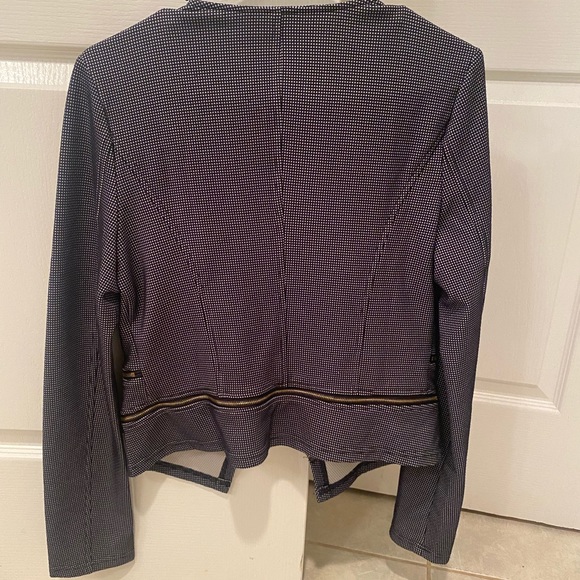 Ladies Houndstooth Blazer Zippered Jacket Papaya - Picture 2 of 2